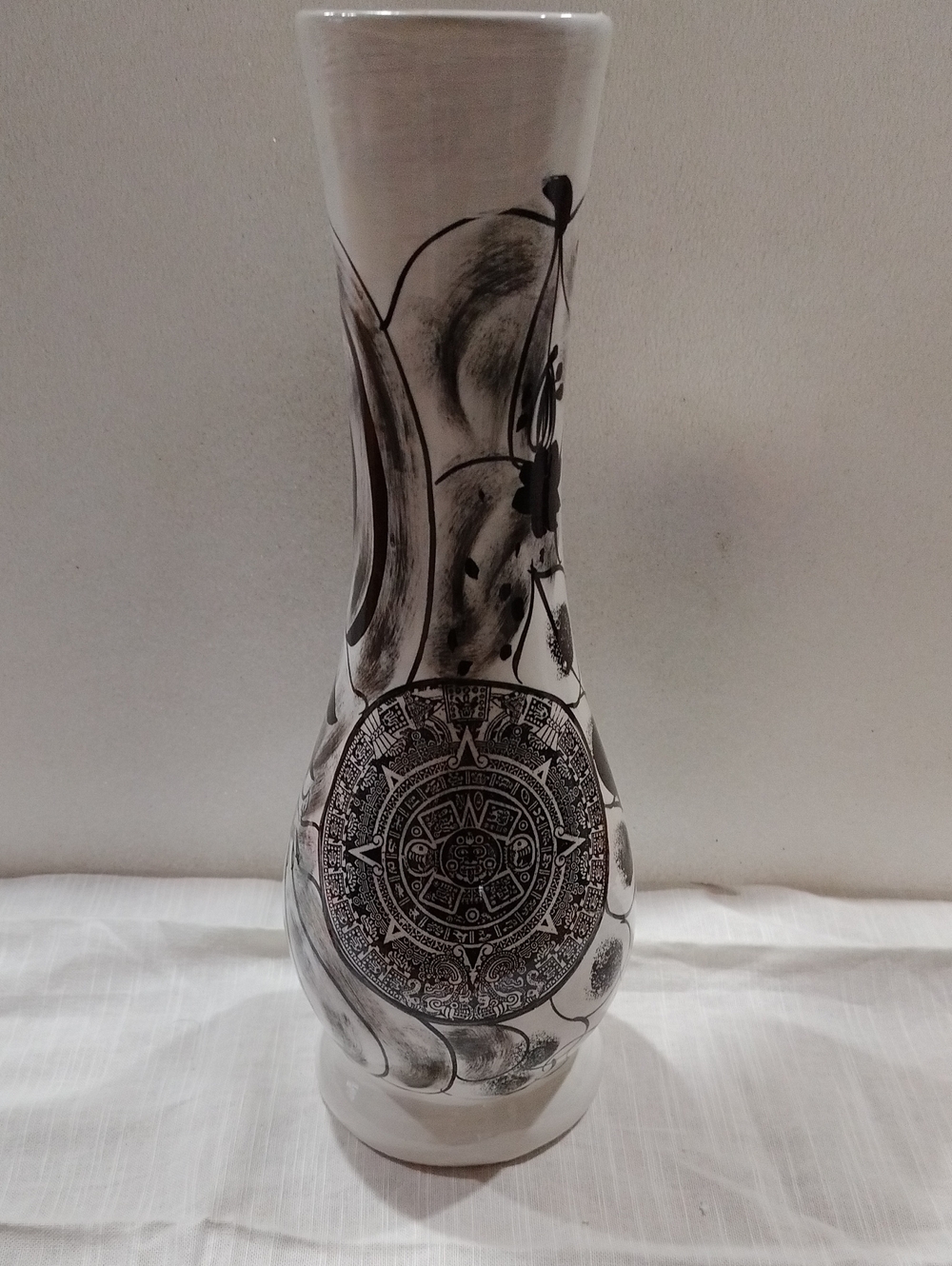Hand-painted Aztec Clay Vase.